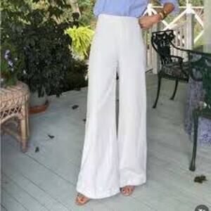 Julia Amory Trouser Pants White Corduroy Striped Stretch Wide Leg NWT Size XL